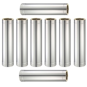 Pachet 8 bucati tub inox izolat pentru cos fum KOPH, cu perete dublu, lungime 1 m, diametru interior 160 mm
