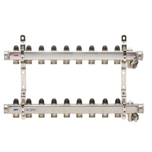 Ansamblu distribuitor pentru corpuri de incalzire, 9 cai, inox 1", KOPH/Jurgen