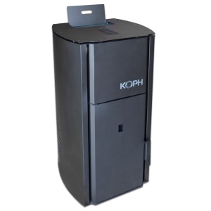 Centrala cu peleti KOPH PM 25 kW, 160 mp, buncar peleti 25 kg, diametru cos fum ⌀80 mm, manta apa 28 litri, pompa recirculare si vas expansiune incorporate, Negru - Img 2