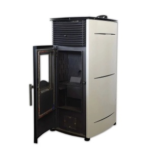 Pachet soba pe peleti KOPH PD 10 kW, cu aer cald, buncar peleti 12 kg, 60 mp, Crem - Img 2