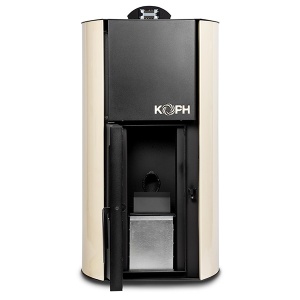 Pachet termosemineu cu peleti KOPH PM 25 kW Fiama, 160 mp, buncar peleti 25 kg, diametru cos fum ⌀80 mm, pompa recirculare si vas expansiune incorporate, Crem, Grup siguranta, Filtru Y si Boiler termoelectric Ariston 100 litri - Img 2