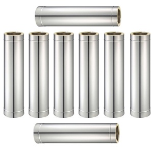 Pachet 8 bucati tub inox izolat pentru cos fum KOPH, cu perete dublu, lungime 1 m, diametru interior 100 mm