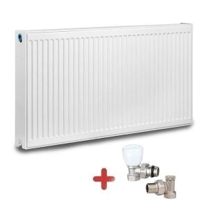 Pachet calorifer (radiator) din otel KOPH E, tip 22, 600/1000 mm, 1979 W + Set 2 robineti tur-retur