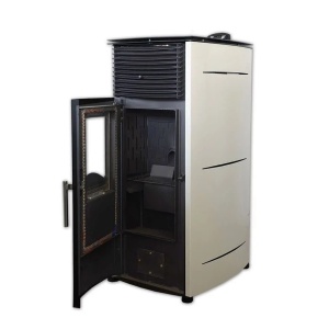 Pachet soba pe peleti KOPH PD 8 kW, cu aer cald, buncar peleti 8 kg, Crem - Img 2