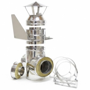 Kit exterior cos fum dublu perete izolat cu vata minerala bazaltica 40 mm, L, Ø200mm - Img 3