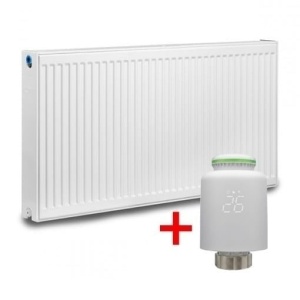 Pachet Calorifer (radiator) din otel KOPH, tip 22, 600/600 mm, 1332 W + Cap termostatic KOPH pentru radiatoare, M30 x 1.5, adaptabil, Smart Wi-Fi