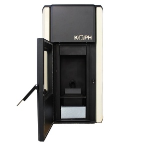 Pachet economic - Termosemineu cu peleti KOPH PM 30 kW, 200 mp, buncar peleti 30 kg, diametru cos fum ⌀80 mm, pompa recirculare si vas expansiune incorporate, Crem + Termostat ambiental KOPH 303RF + Aspirator cenusa 1000W + Cos fum inox de interior ⌀80 mm - Img 3