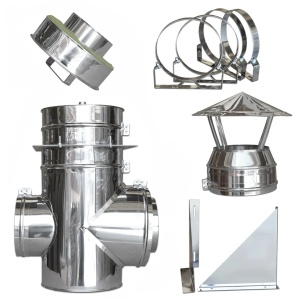 Kit exterior cos fum dublu perete izolat cu vata minerala bazaltica 40 mm, Ø100 mm - Img 2