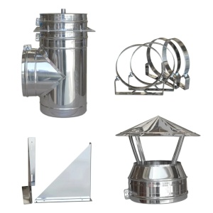 Kit exterior cos fum dublu perete izolat cu vata minerala bazaltica 40 mm, L, Ø200mm - Img 2