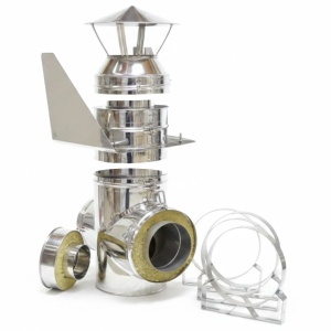 Kit exterior cos fum dublu perete izolat cu vata minerala bazaltica 40 mm, Ø120 mm