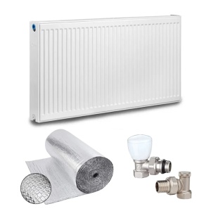 Pachet Calorifer (radiator) din otel KOPH E, tip 22, 600/1200 mm, 2375 W, Robineti tur/retur si Folie termo-reflectorizanta - Img 5