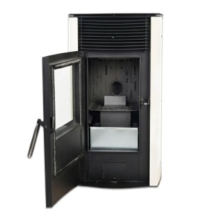 Pachet economic - Soba pe peleti KOPH PD 10 kW, cu aer cald, buncar peleti 12 kg, 60 mp, Alb + Stabilizator tensiune + Aspirator cenusa 1000W + Cos fum inox de interior ⌀80 mm - Img 5