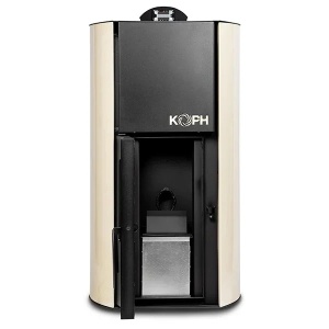 Pachet termosemineu pe peleti KOPH PM 12 kW, 80 mp, buncar peleti 12 kg, diametru cos fum ⌀80 mm, pompa recirculare si vas expansiune incorporate, Calorifere, Robineti, Grup Siguranta, Crem - Img 2
