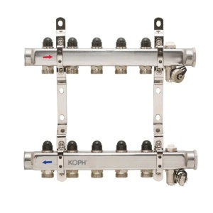 Ansamblu distribuitor pentru corpuri de incalzire, 5 cai, inox 1", KOPH/Jurgen