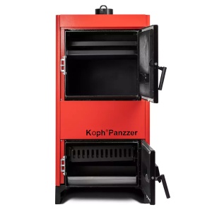 Pachet centrala pe lemn/carbune KOPH Panzzer 30 kW/35 kW cu regulator de tiraj inclus, Ø 130 mm, complet echipata - Img 2