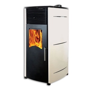 Pachet soba pe peleti KOPH PD 8 kW, cu aer cald, buncar peleti 8 kg, 50 mp, Crem - Img 3