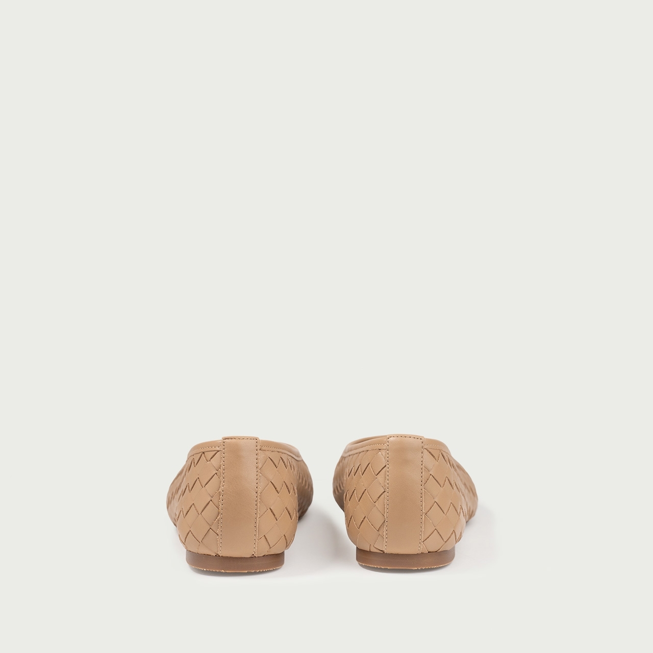 Balerini cu vârf rotund camel deschis Esme din piele naturală împletită - Img 6