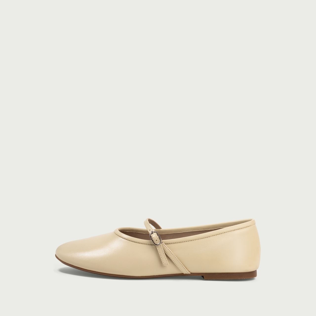 Balerini cu vârf rotund galben deschis Noa din piele naturală - Img 1