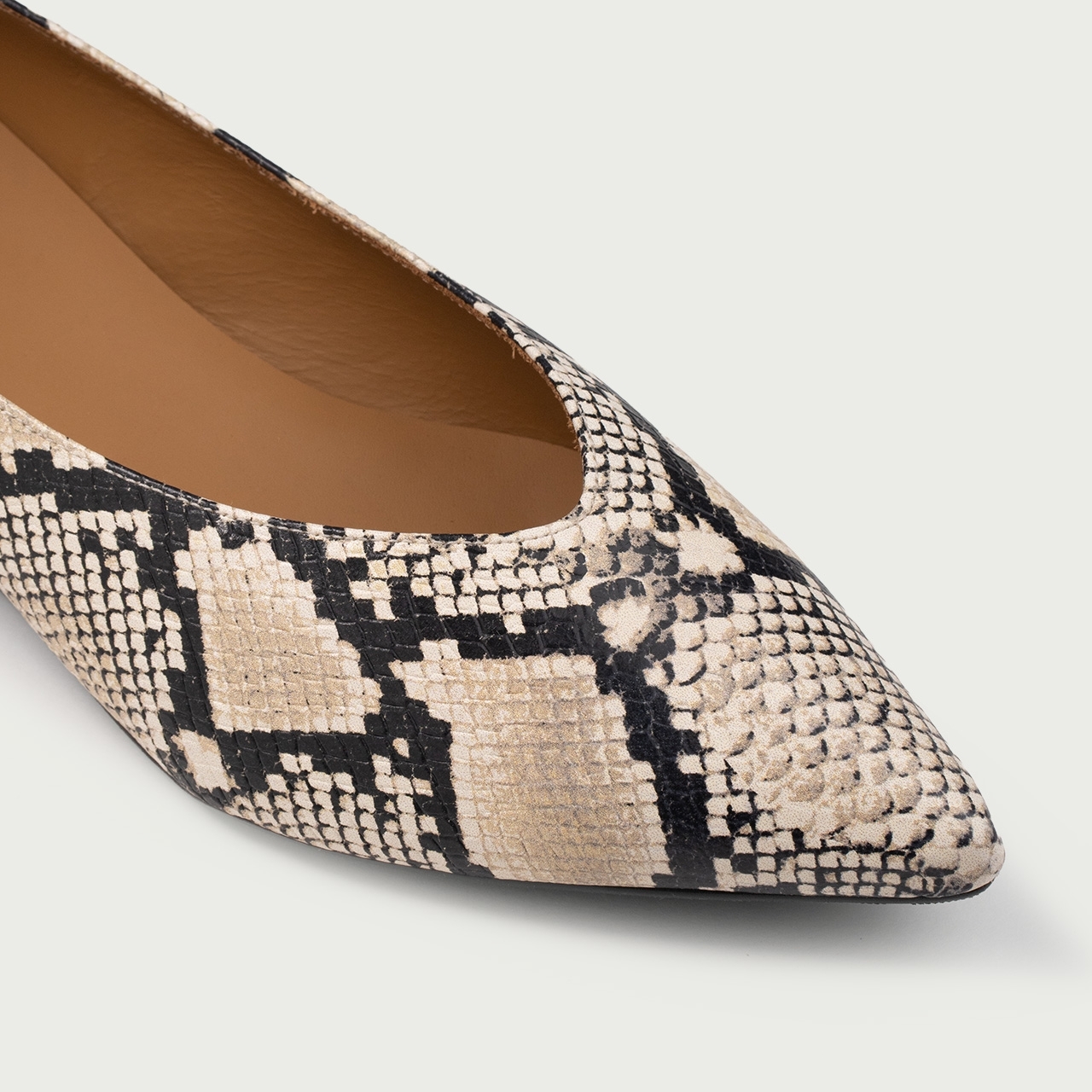 Balerini cu vârful ascuțit Lisa din piele naturală snake print - Img 3