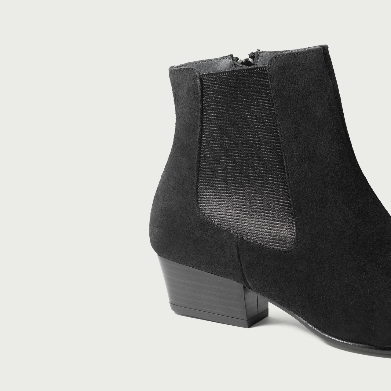 Botine chelsea negre Rebekah din piele întoarsă naturală - Img 4