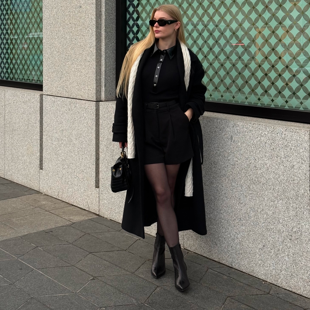 Botine cu toc mic croco negru Beatrice din piele naturală - Img 3