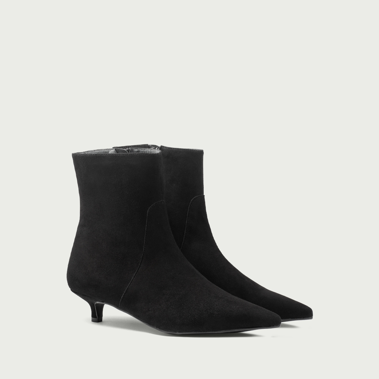 Botine cu toc mic negre Daria din piele întoarsă naturalǎ - Img 2