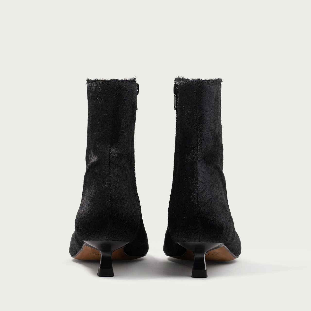 Botine negre cu toc mic Daria din piele naturalǎ pony hair - Img 5