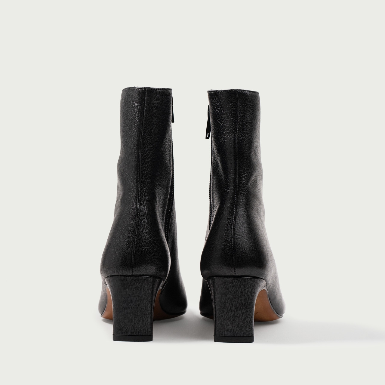 Botine negre cu vârf pătrat și toc gros Charlize din piele naturală de capră - Img 6