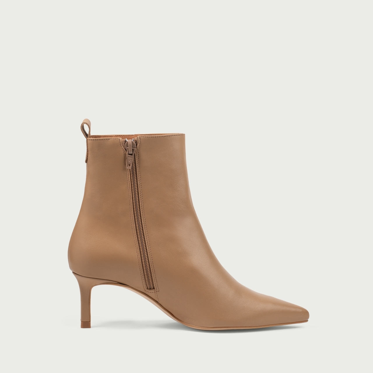Botine nude cu toc subțire Alicia din piele naturală - Img 5