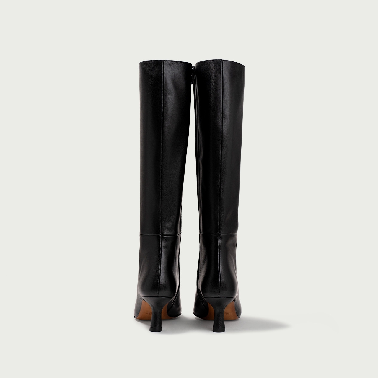 Cizme lungi stiletto negre cu toc subțire Katinka din piele naturală - Img 6