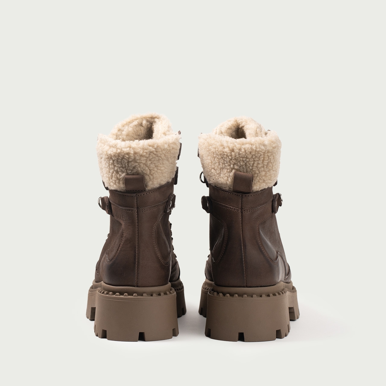 Ghete damă maro cu efect vintage Lia din piele naturală nabuc - Img 3