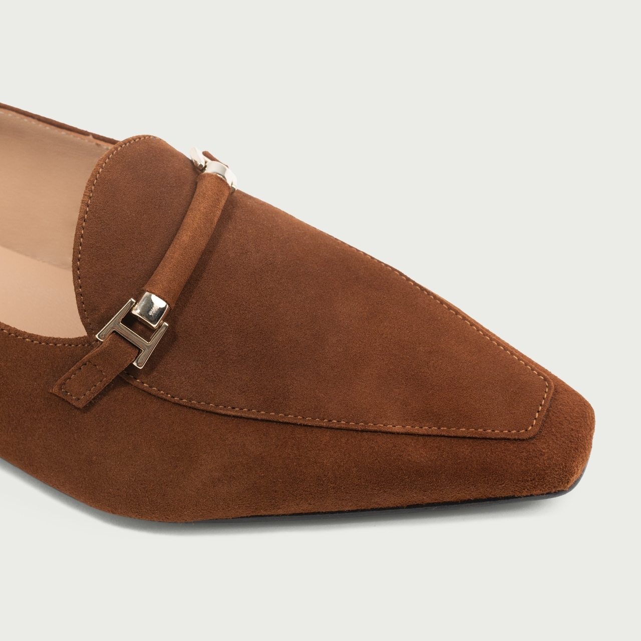 Mocasini camel cu talpă subțire Tabita din piele întoarsǎ naturală - Img 4