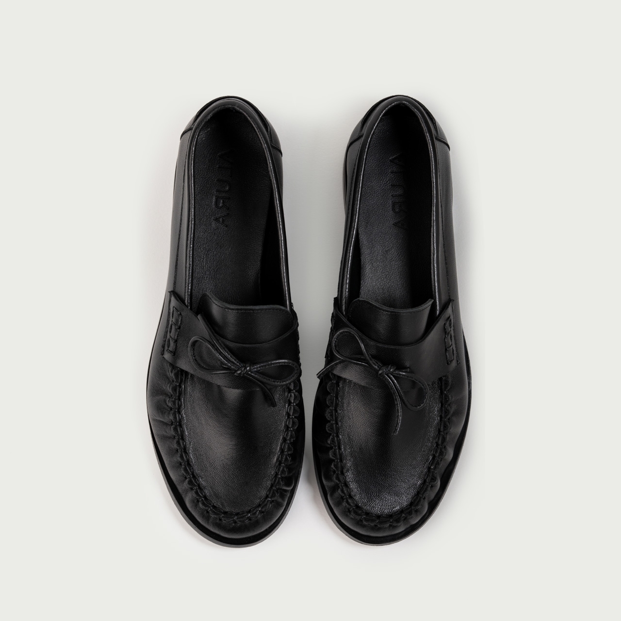 Mocasini negri cu fundiță Esthera din piele naturală - Img 4