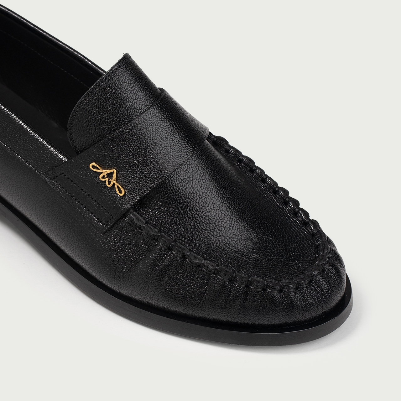Mocasini negri Franca din piele naturală de capră - Img 6