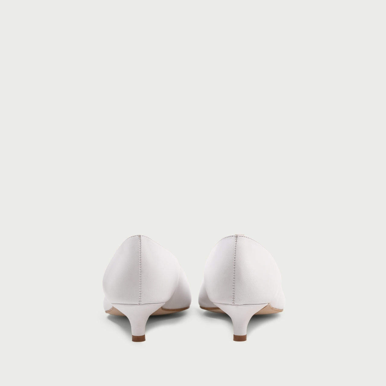 Pantofi albi cu toc mic Anemona din piele naturalǎ - Img 6