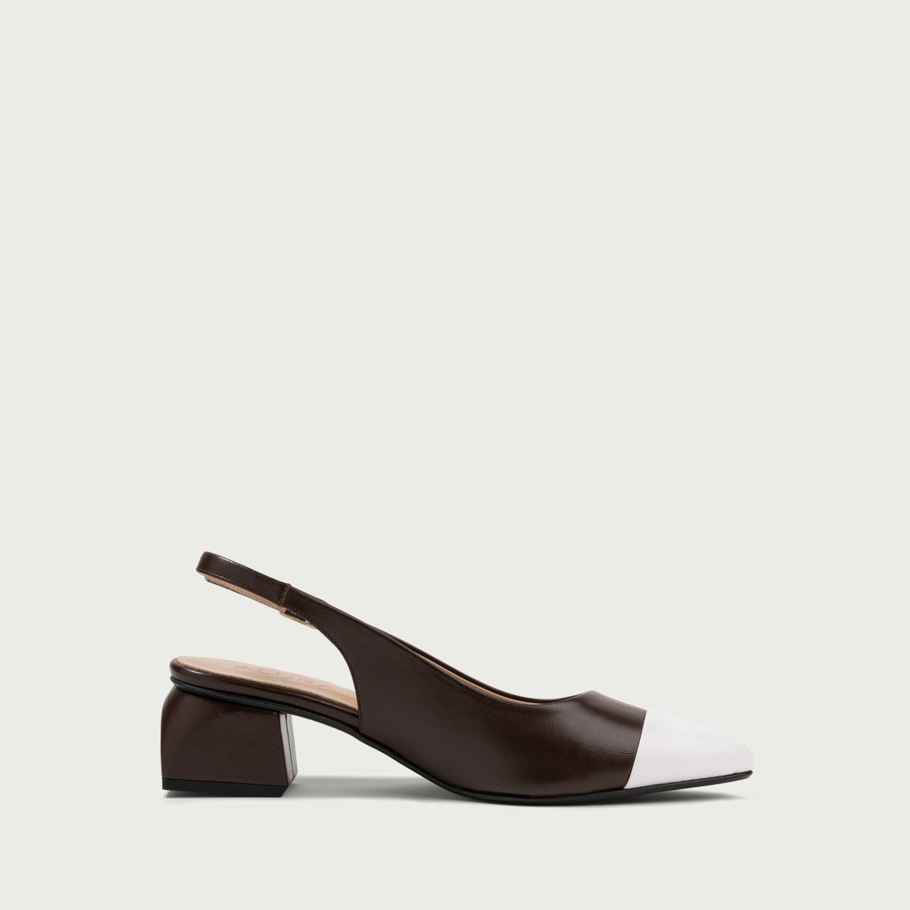 Pantofi cu toc gros decupați maro ciocolatiu Sonia din piele naturală - Img 6