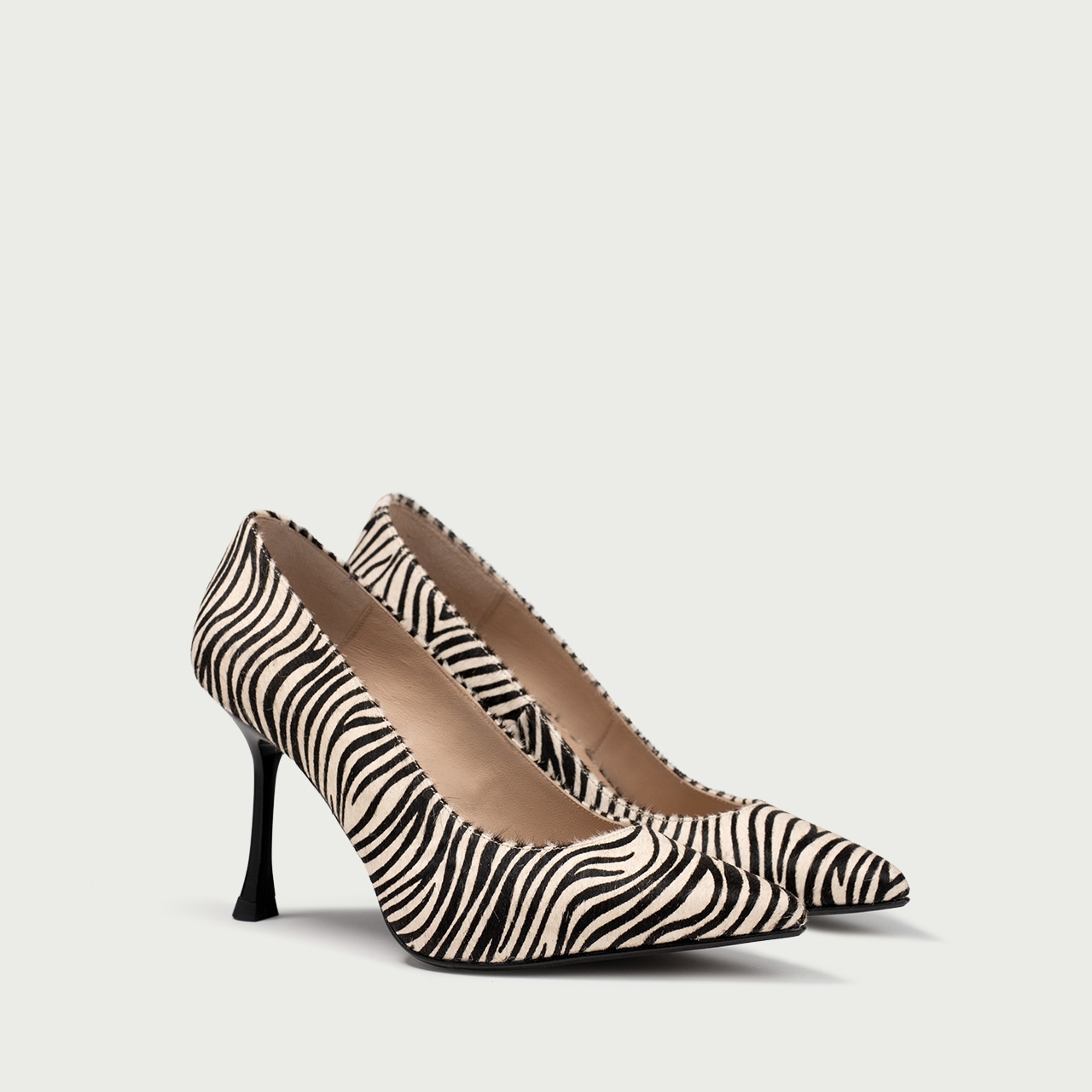 Pantofi cu toc înalt subțire Hariette din piele naturală pony hair cu imprimeu zebră - Img 2