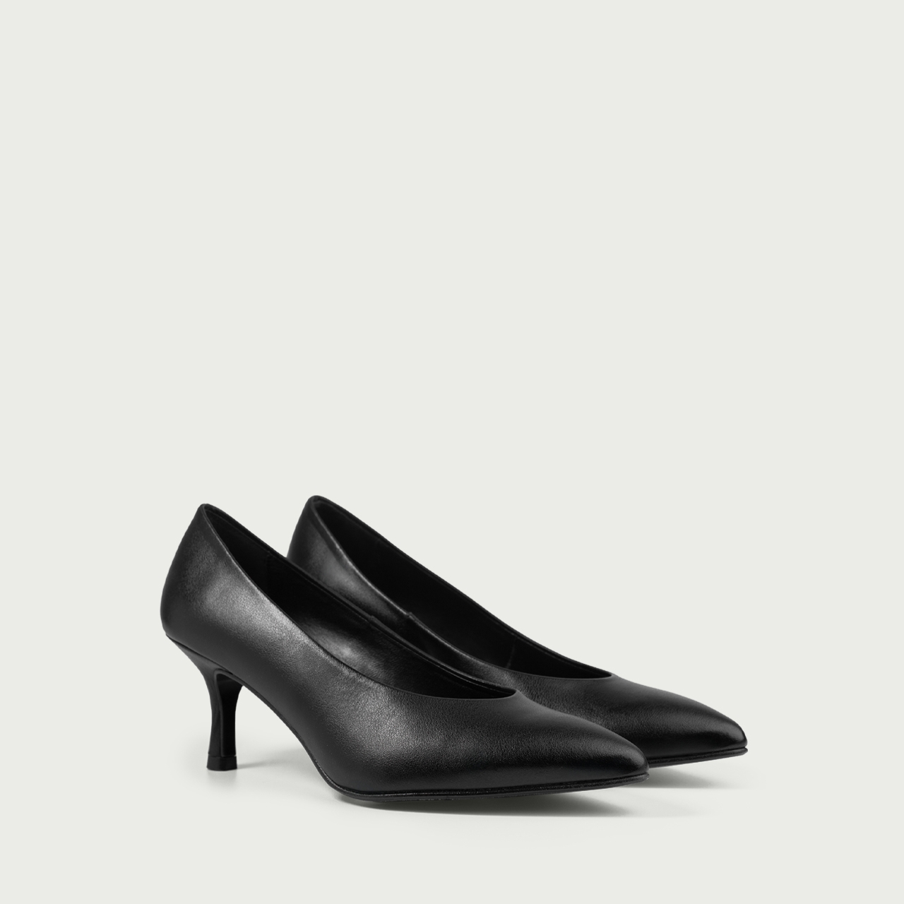 Pantofi cu toc subțire negri Alecsandra din piele naturală - Img 2