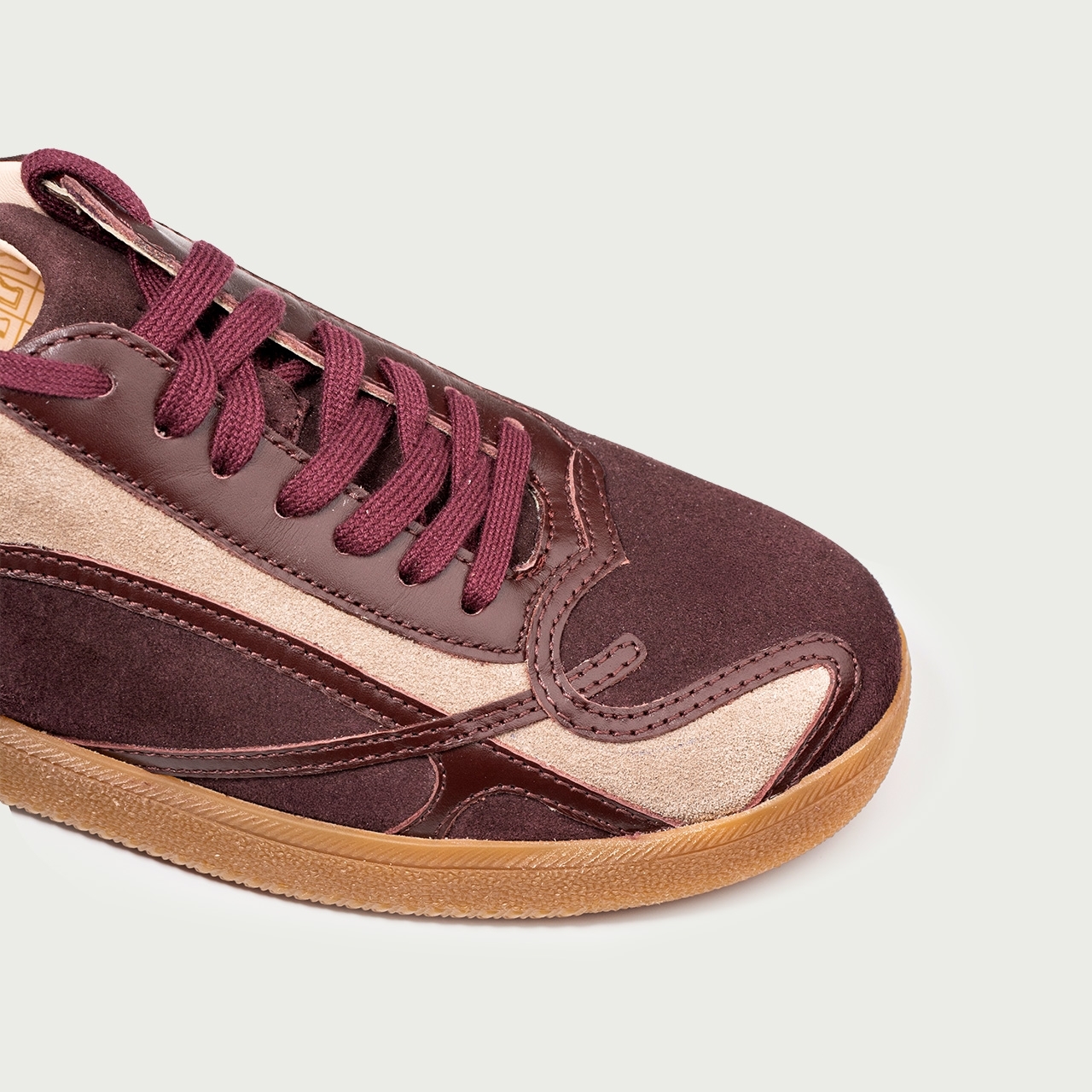 Pantofi sport bordo Alma 002 din piele întoarsă naturală - Img 5