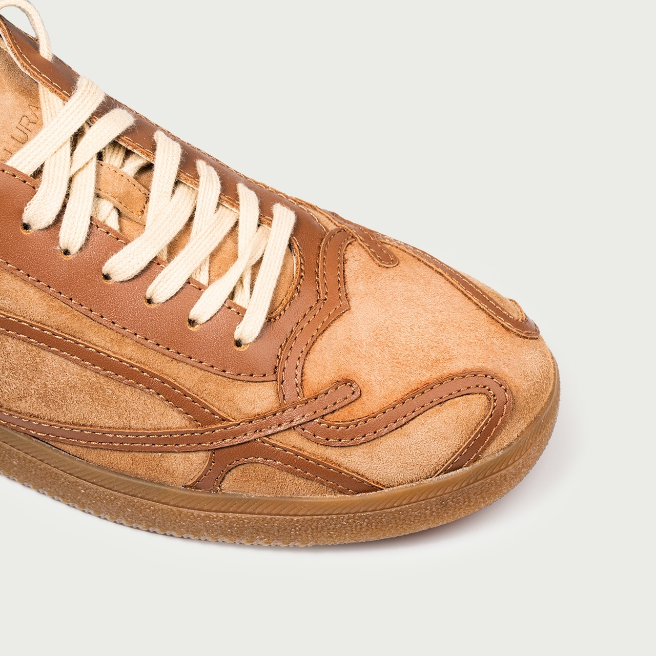 Pantofi sport camel Alma 001 din piele întoarsă naturală - Img 8