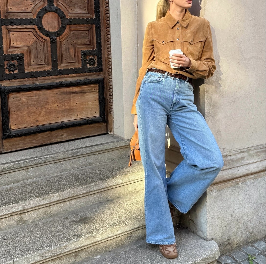 Pantofi sport camel Alma 001 din piele întoarsă naturală - Img 3