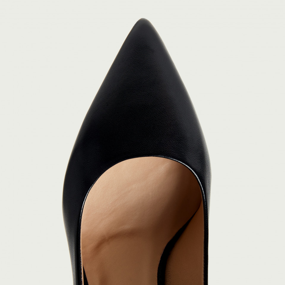 Pantofi stiletto negri cu toc mic Julie din piele naturala - Img 6