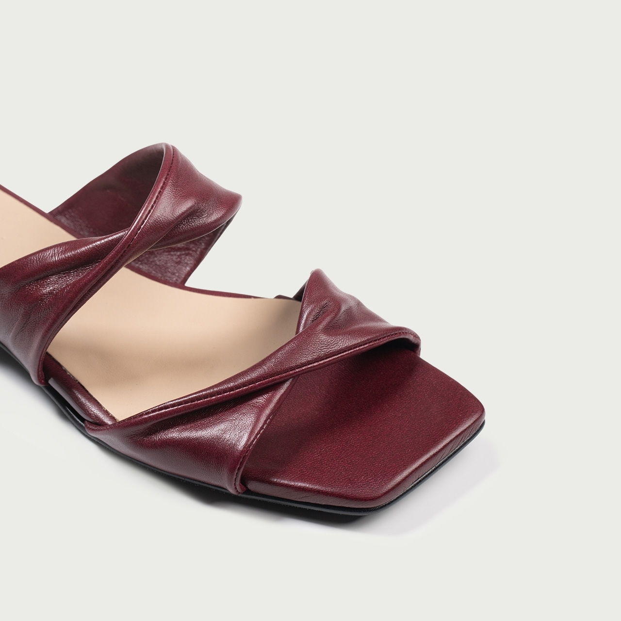 Papuci cu talpǎ joasǎ burgundy Amna din piele naturală - Img 3