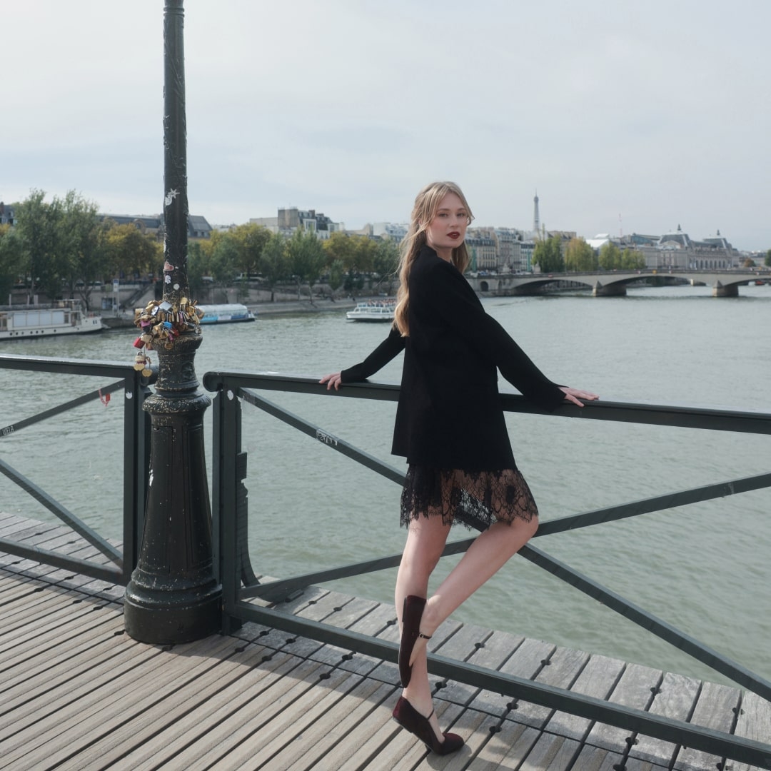 Balerini burgundy tip Mary Jane cu vârf pǎtrat Linn din piele naturală cu păr - Img 3