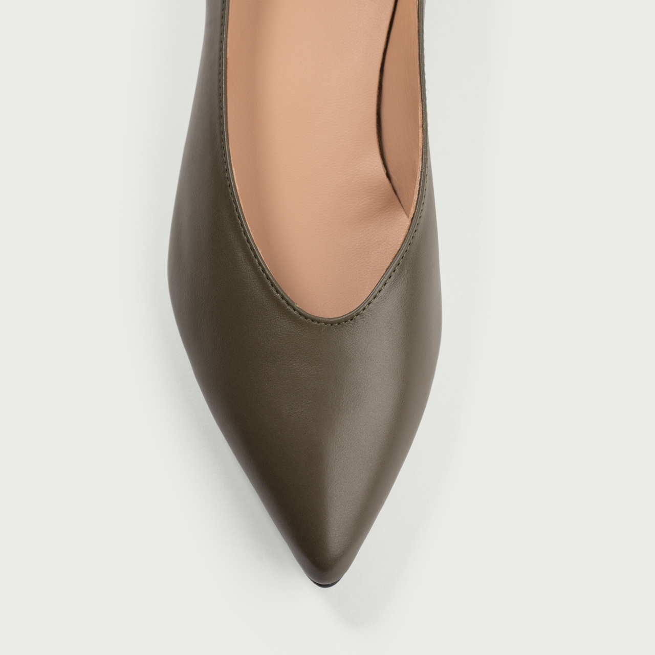 Balerini olive cu vârful ascuțit Lisa din piele naturală - Img 4