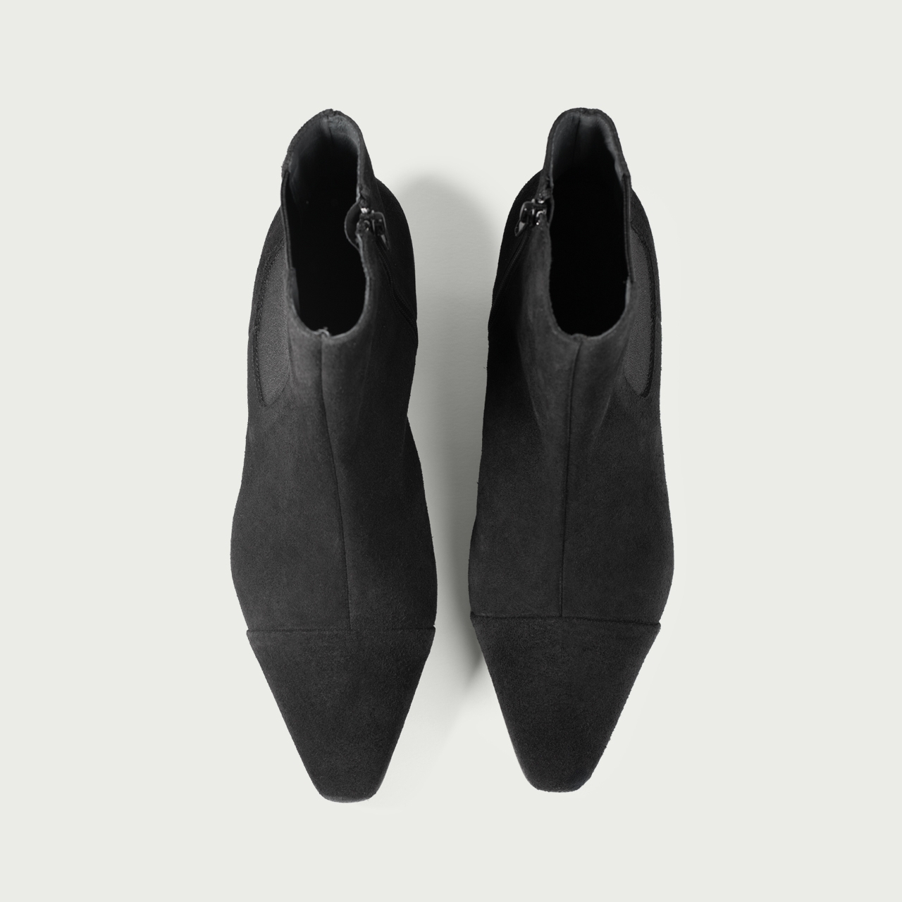 Botine chelsea negre Rebekah din piele întoarsă naturală - Img 2