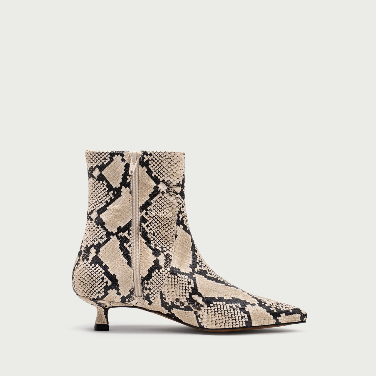 Botine cu toc mic Daria din piele naturalǎ snake print - Img 5