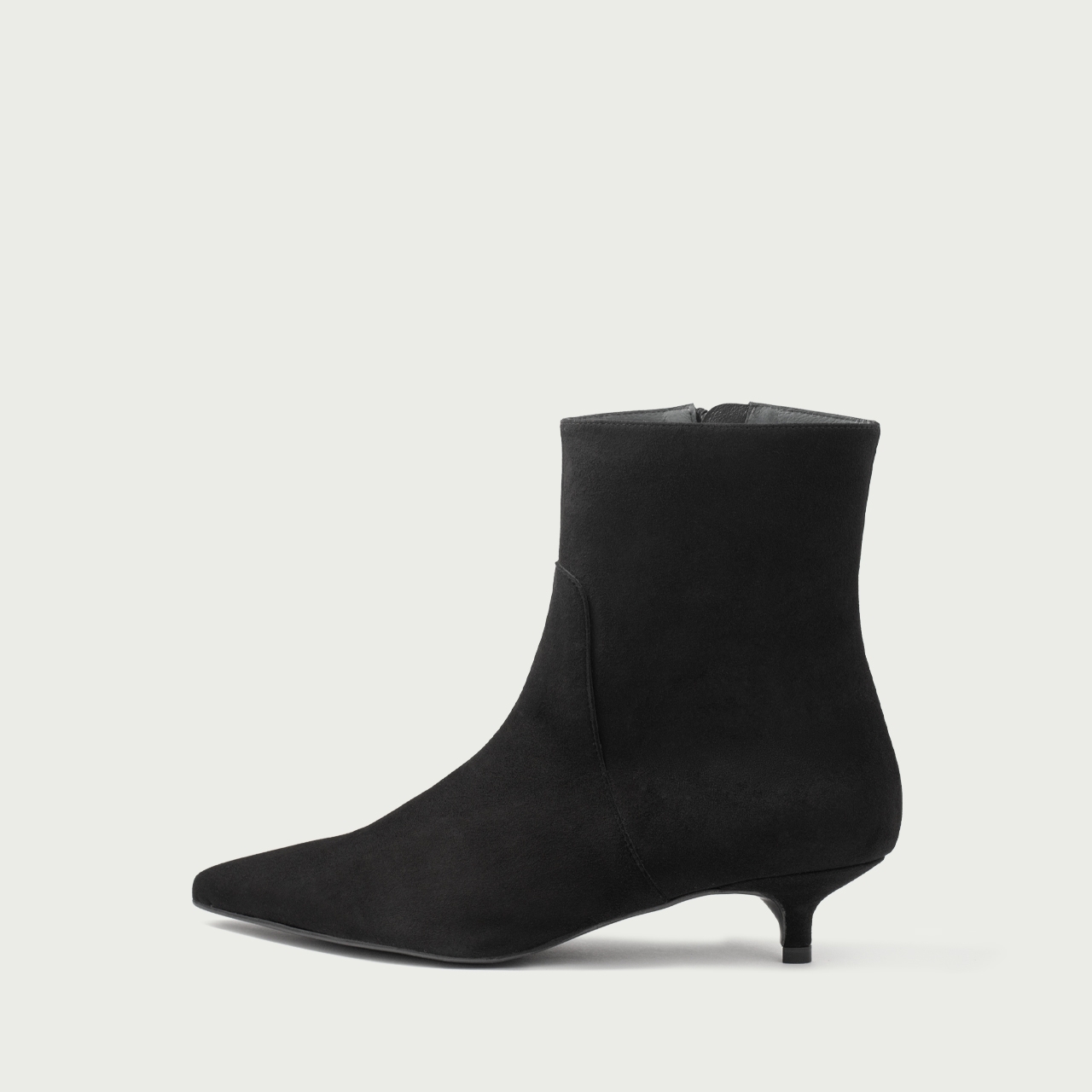 Botine cu toc mic negre Daria din piele întoarsă naturalǎ - Img 1