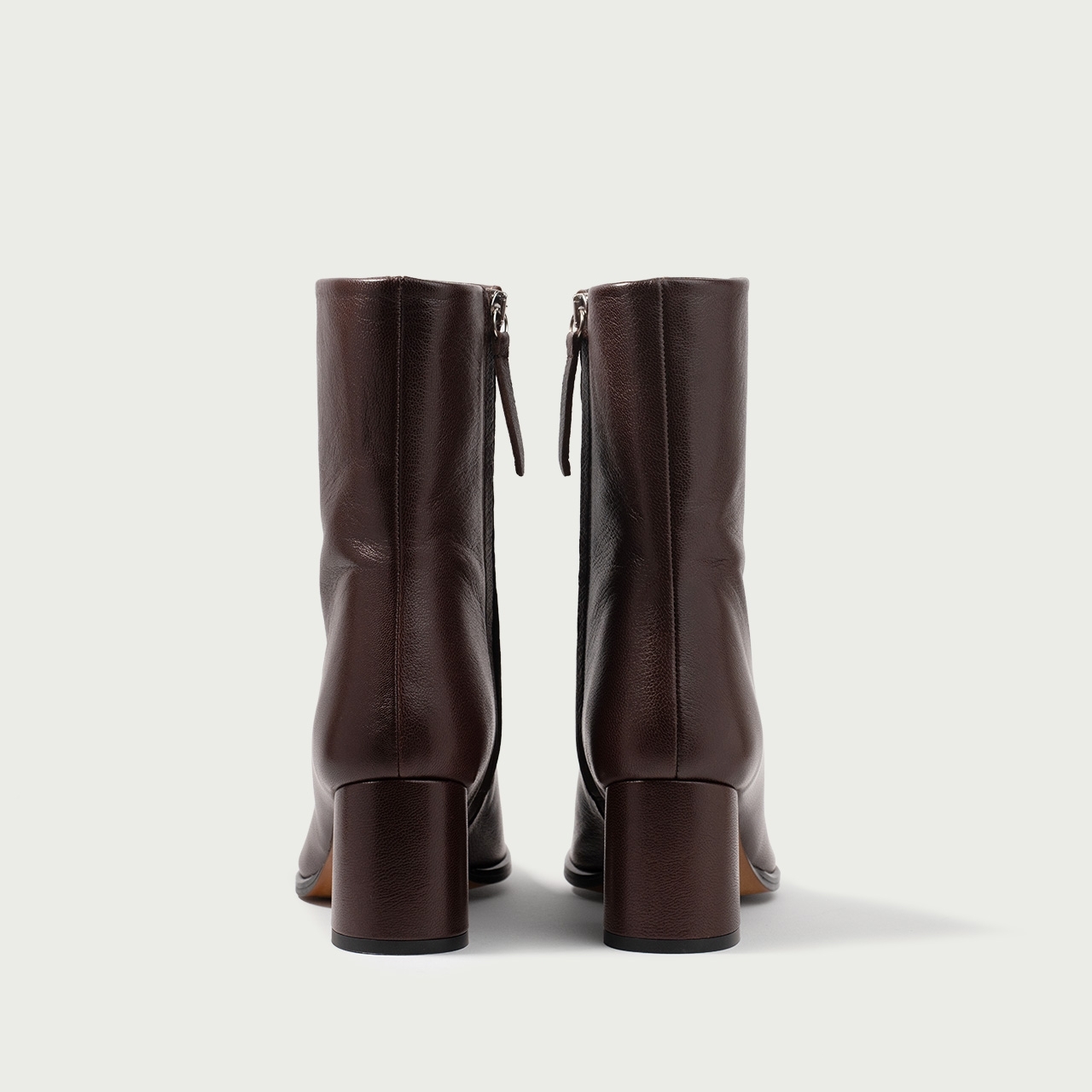 Botine maro cu vârf rotund și toc gros Celine din piele naturală de capră - Img 6
