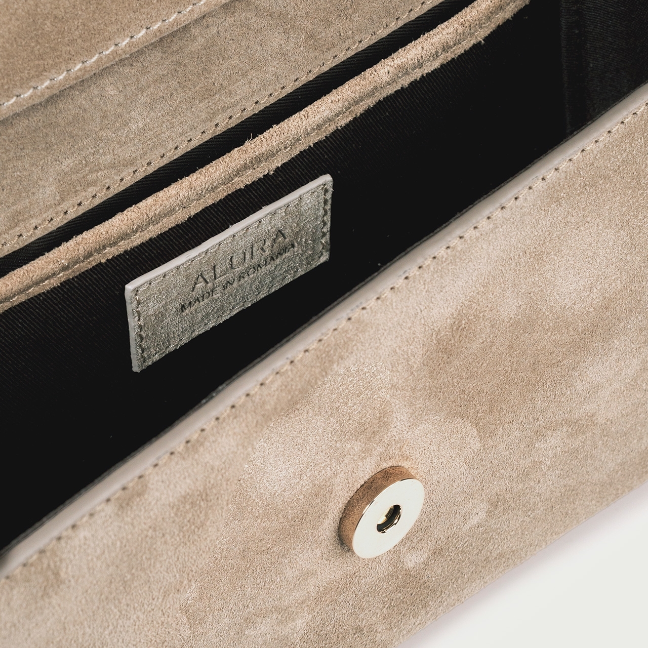 Geantă grej Siena petite din piele întoarsă naturală - Img 5